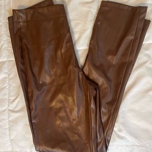 SHEIN Brown Pleather Pants
